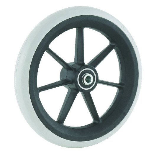 Roue Plastique 7"  175x27 Bandage caoutchouc gris et Kit1