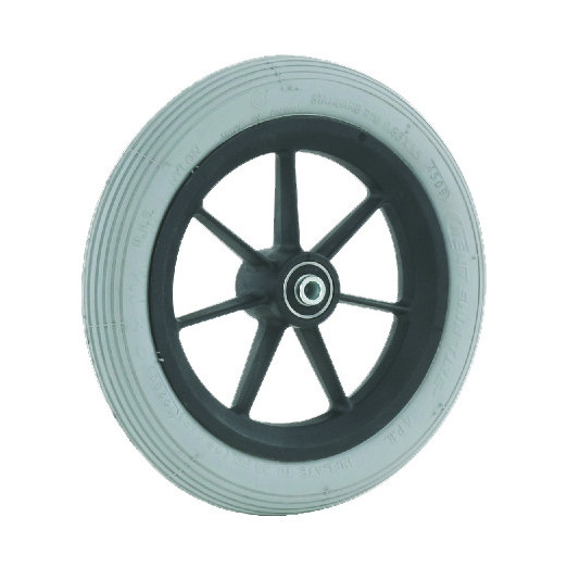 Roue Plastique 8"  200x30 Pneu gris avec flexel et Kit1