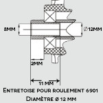 Pour roulement 6901 Entretoise réductrice Diamètre Intérieur 8 mm Epaisseur 2 mm