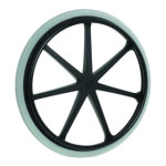 Roue complète Plastique 24" 540mm à bandage PU 24 x 1 3/8 gris pour fauteuil roulant manuel