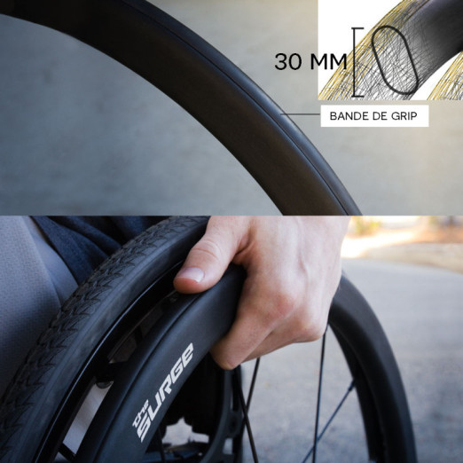 Main courante Alu avec Bande de Grip 22" 490/501 mm Surge LT ovale 30 mm