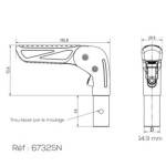 Schéma poignée de dossier escamotable OMOBIC TRIP L135.8 x 29.9 mm D 14.9 mm