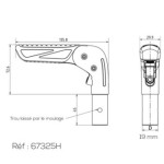Schéma dimensions poignée de dossier rabattable pour fauteuil roulant OMOBIC TRIP