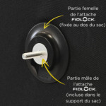 Détail fixation Fidlock® du Sac pour Fauteuil roulant WHEENO V1
